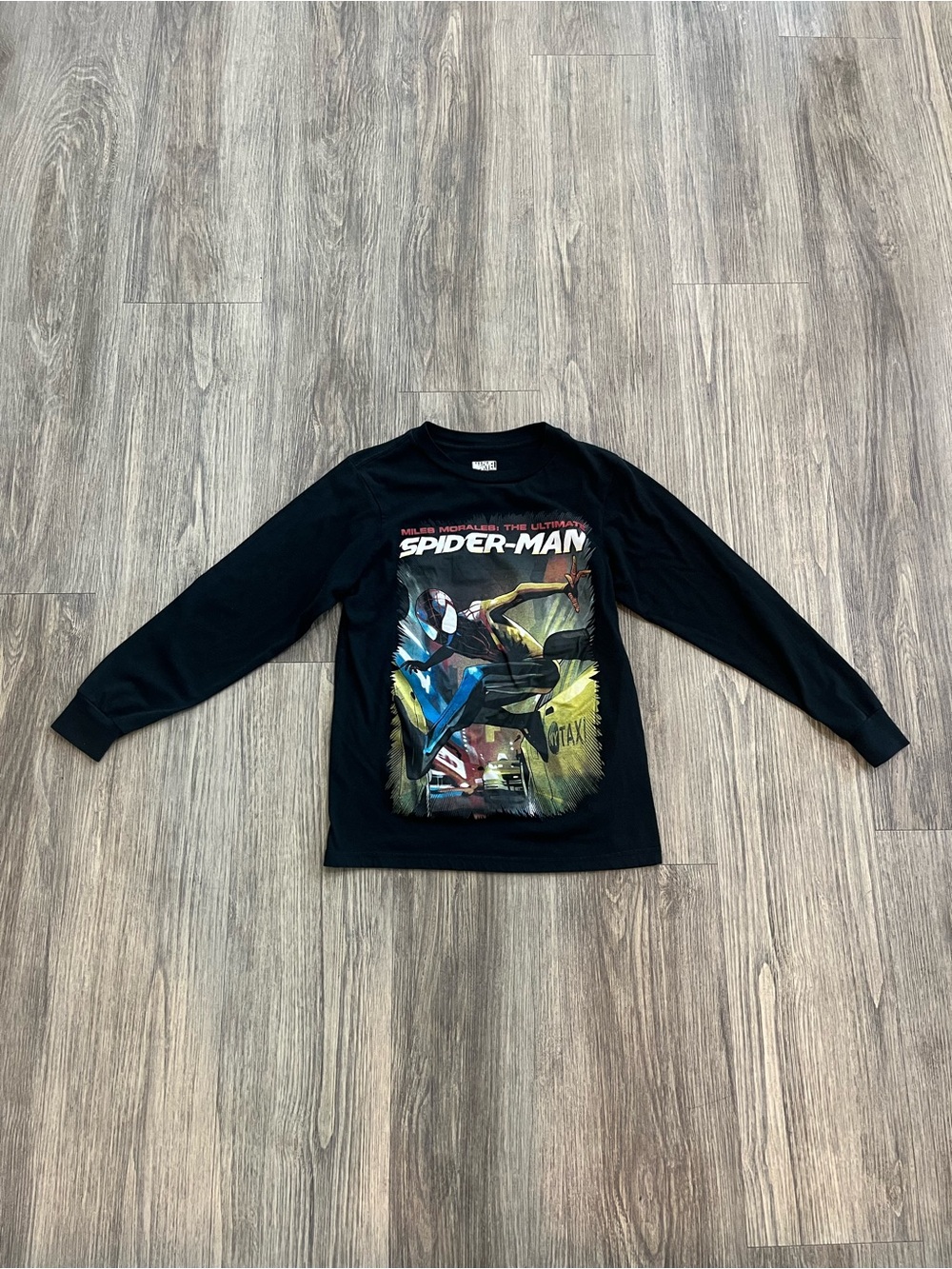 Marvel Spider-Man Miles Morales Black Long-Sleeve Graphic Tee